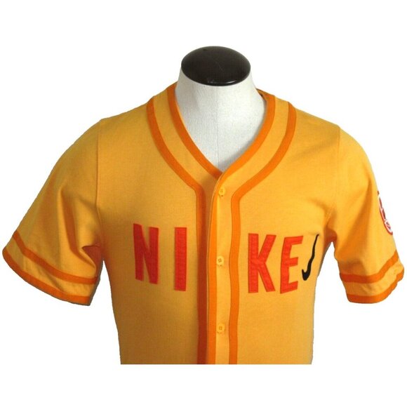 Nike Sportswear Mens Baseball Jersey Button Up Skate shirt Orange Size Small NWT - Picture 2 of 11